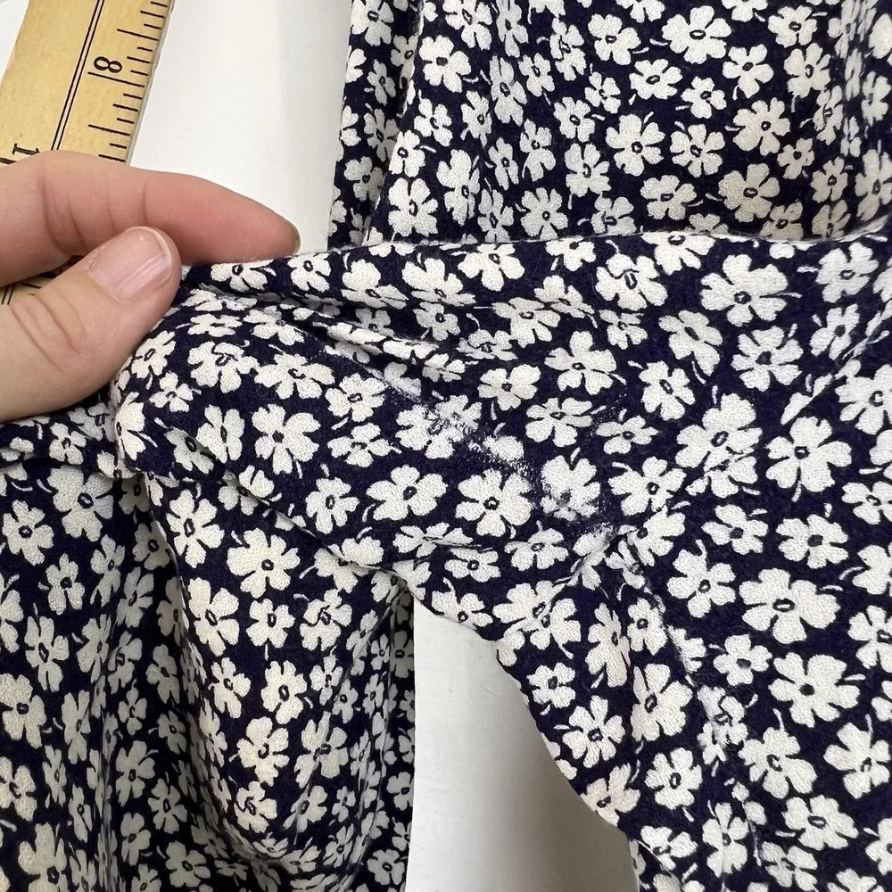 Reformation Coco Wide Leg‎ Pants Women 4 Navy White Crop Quito